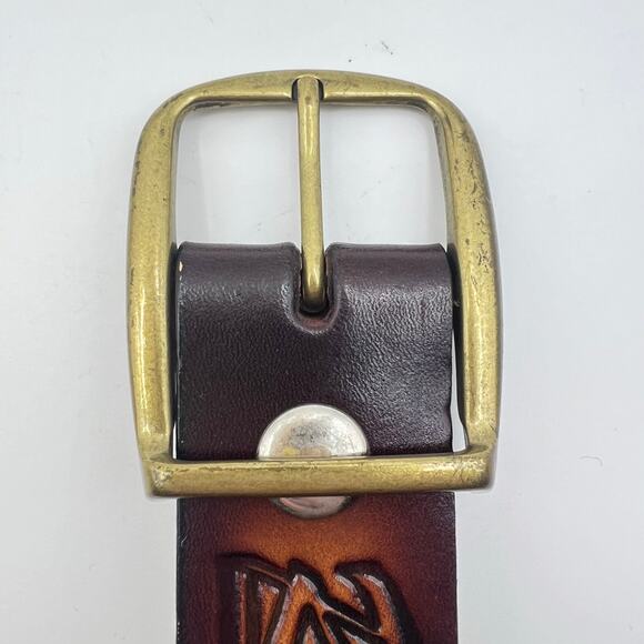 Vintage 80s Rusty Wallace Nascar Hand Tooled Leather Belt Size Medium Handmade - Picture 8 of 10